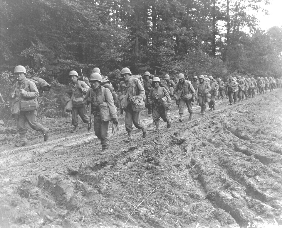 Troops marching soldiers