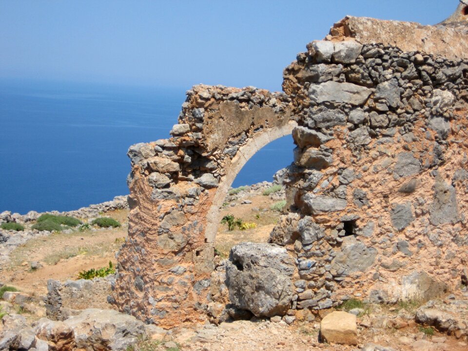 Sea ruin blue water