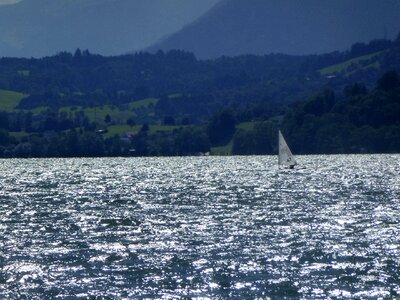 Lake sailing vessel landscape