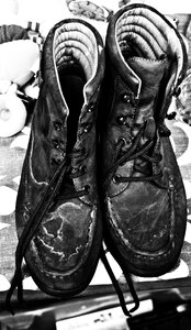 Old footwear black and white photo