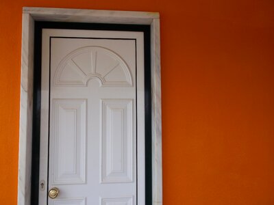 Orange white door handle photo