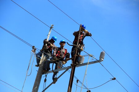 Workers electrical construction