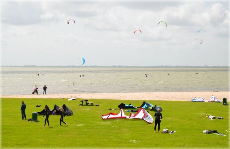 Windsurfing sea lake photo