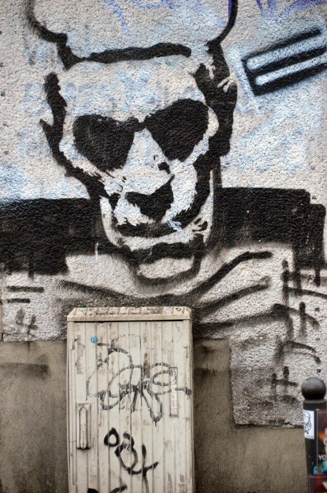 Street art design skull and crossbones
