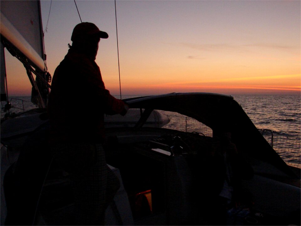 Sunset sea boats