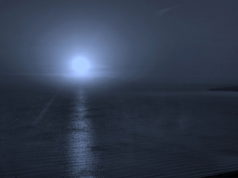 Sea moon night