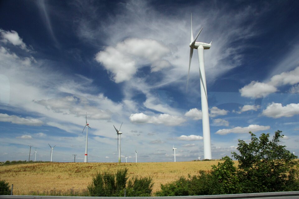 Summer wind farm meadow