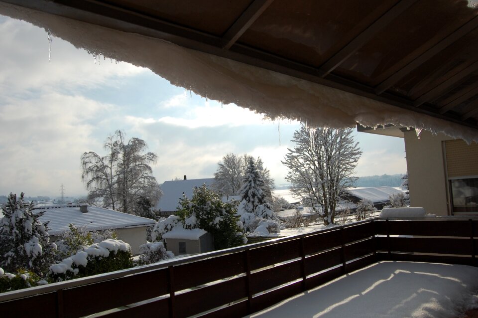 Balcony winter snow