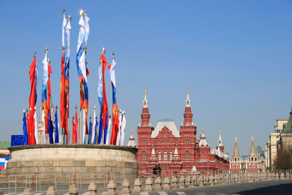 Tsar's podium red square blue sky