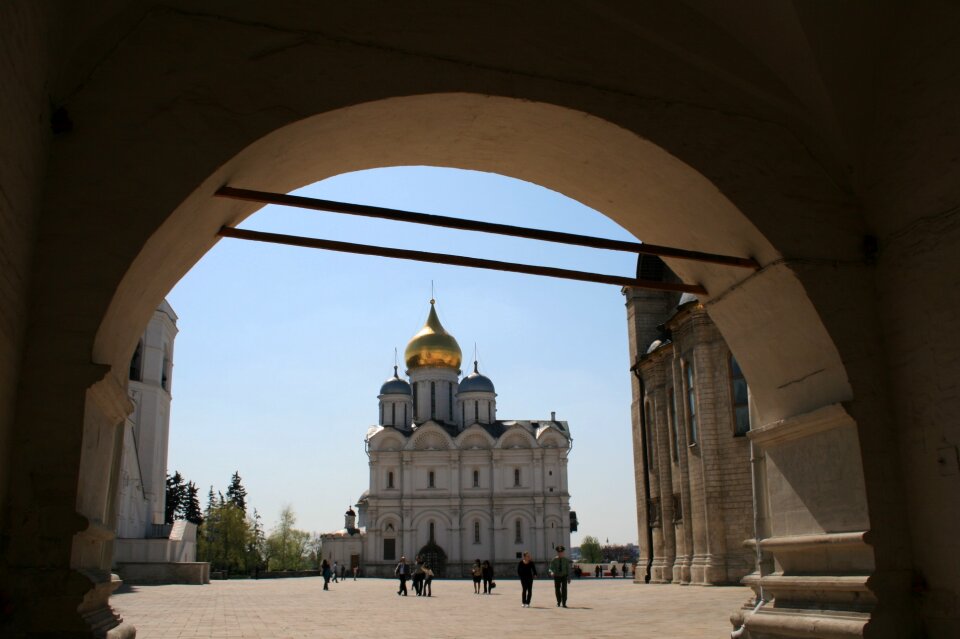 Tourists cathedral of the archangel architecture