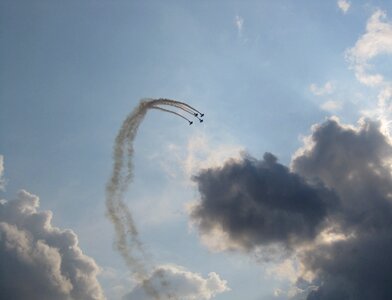 Aerobatic display sky dark clouds