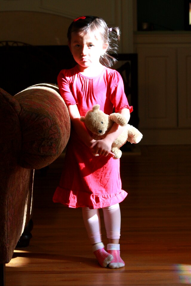 Portrait child teddy bear