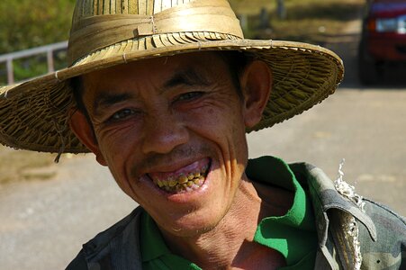 Old man hat thailand photo