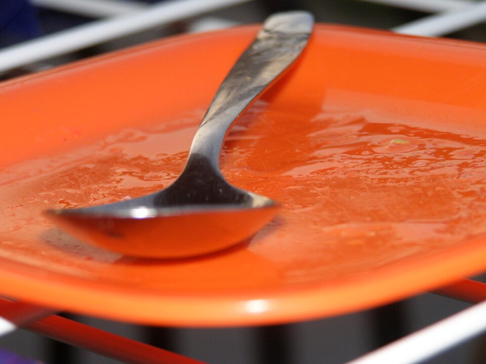 Orange eat fork and spoon