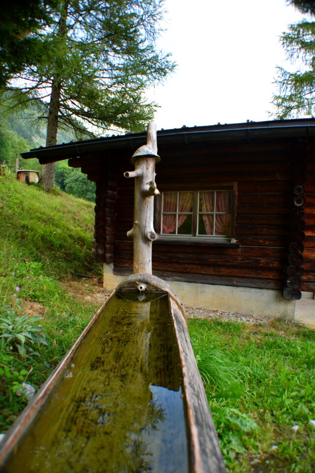 Chalet fountain wooden houses