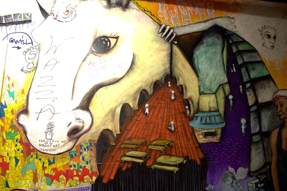 Graffiti street art hauswand