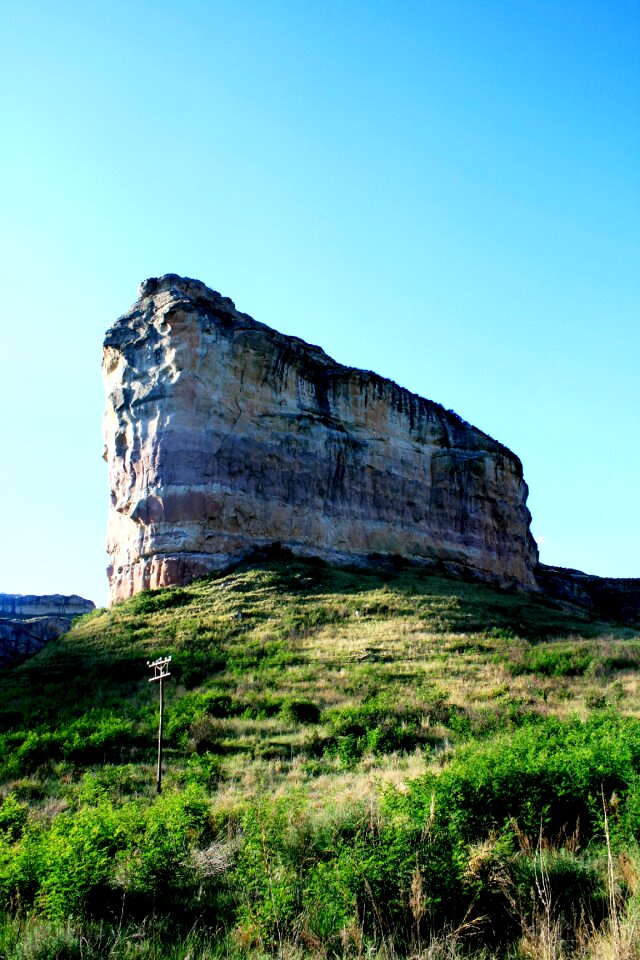 Tall flat topped layered sandstone