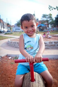 Kid park smiling