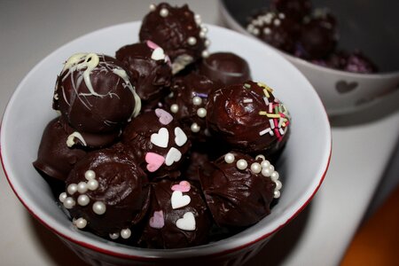 Chocolate hearts dessert photo