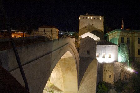 Old bridge rebuilt night