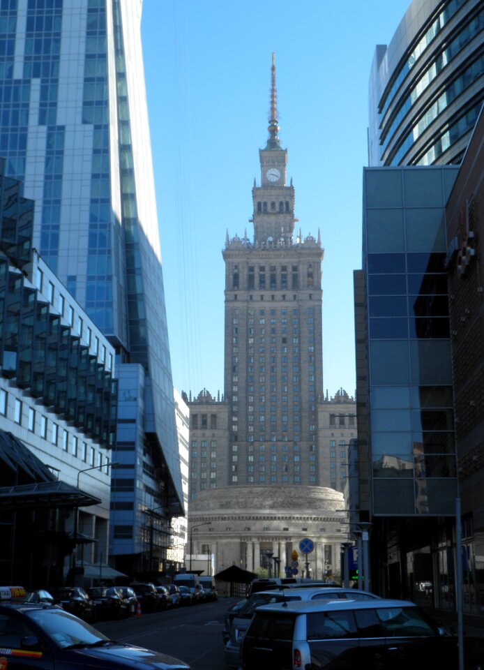 Palace of culture and science blue poland