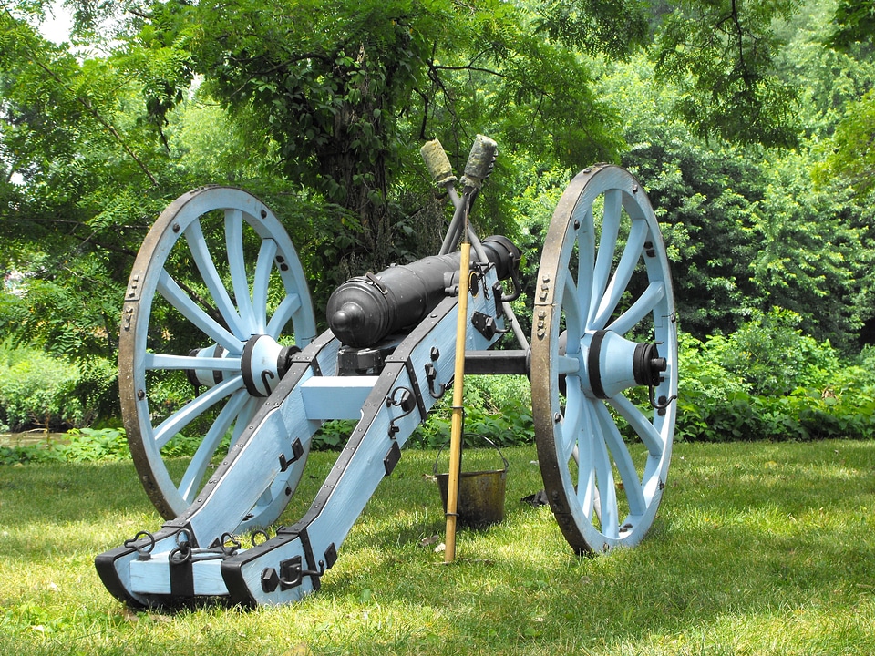 Mounted vintage artillery