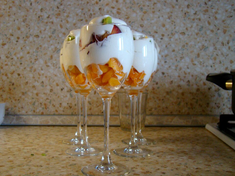 Cream syrup wine glasses