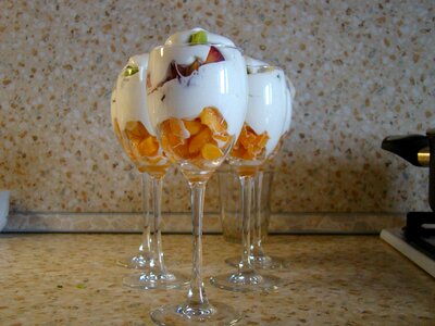 Cream syrup wine glasses