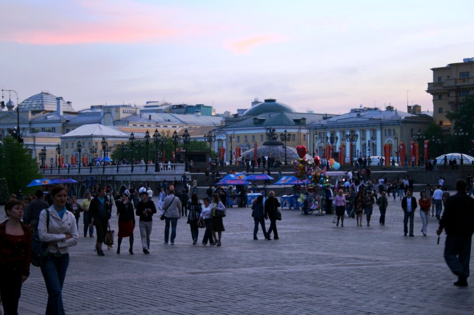 Strollers paving buidings