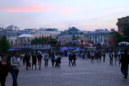 Strollers paving buidings photo