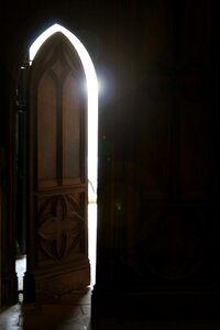 Church door reflection light