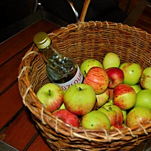 Plum brandy wicker spirit