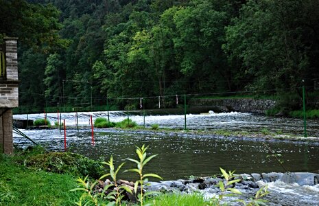 Slalom course weir slalom poles