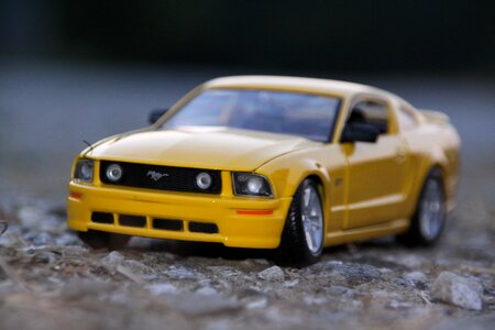 Yellow mustang model car