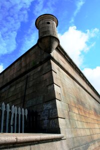 Grey corner watch tower photo