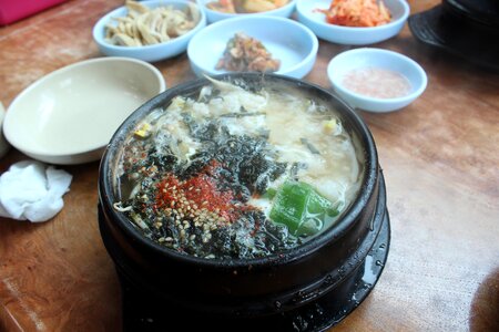 Food bean sprouts soup with rice songdo photo