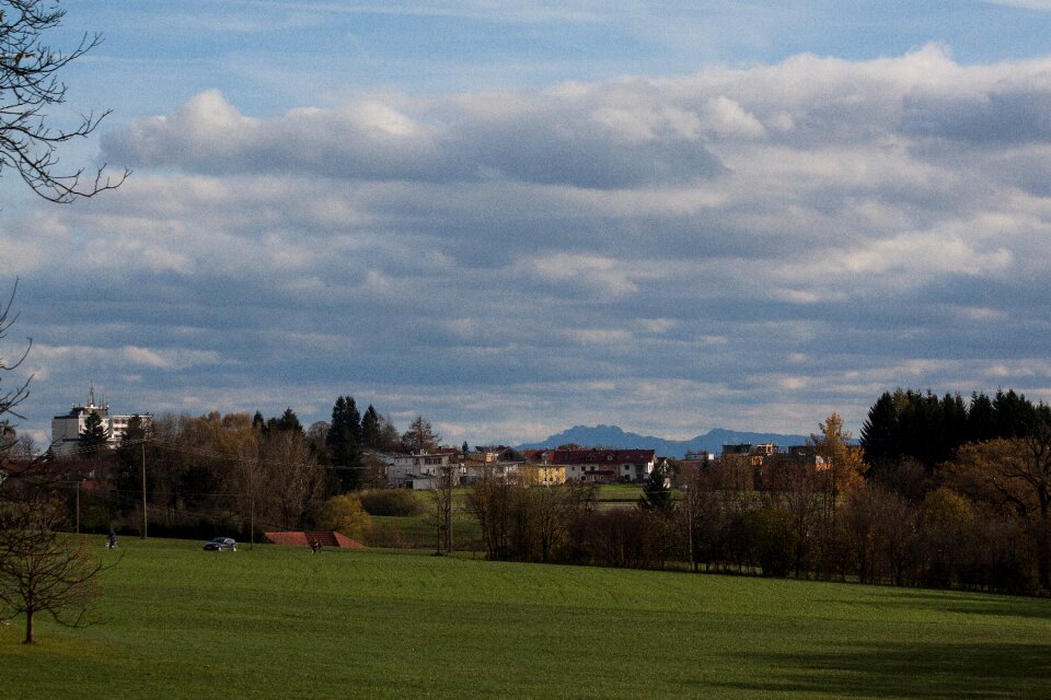 Field distant view mountains