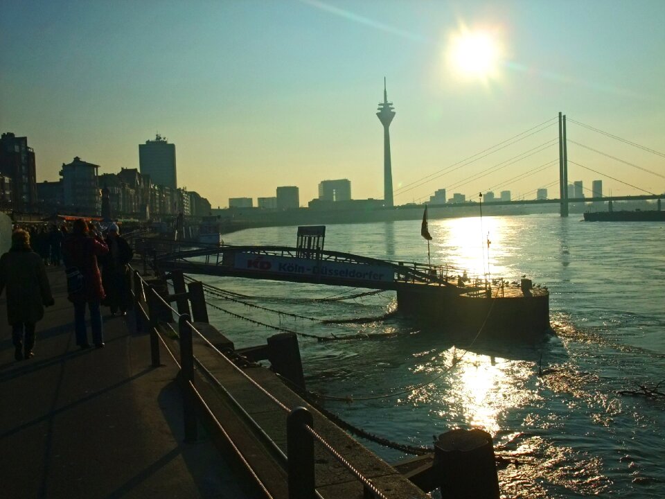 Tv tower bank river landscape