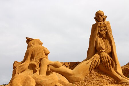Sand statue of dog dracula