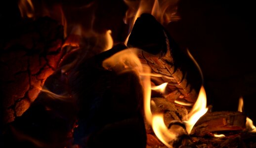 Glowing flames heat