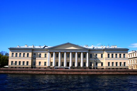 Blue embankment building photo