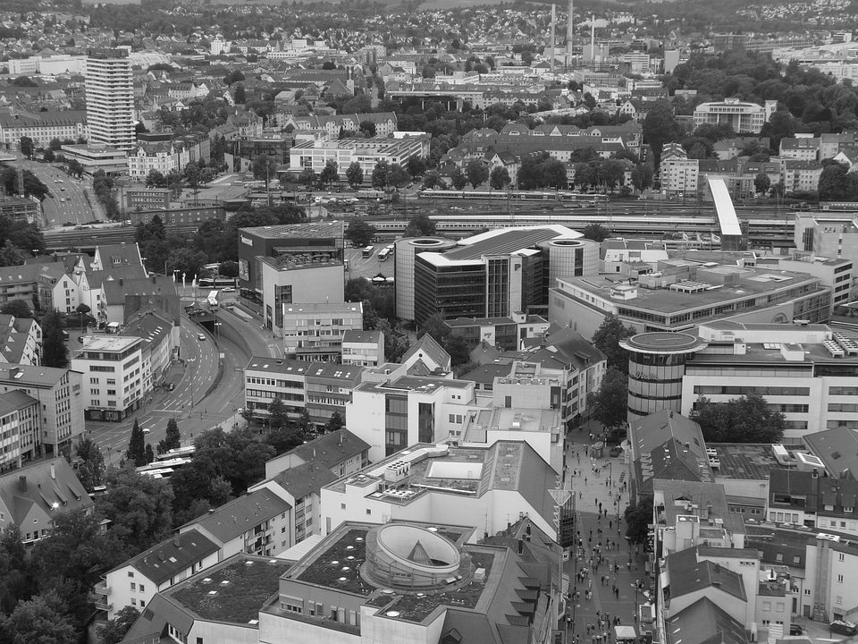 Ulm black and white aerial view