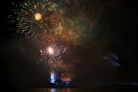 Night battleship water