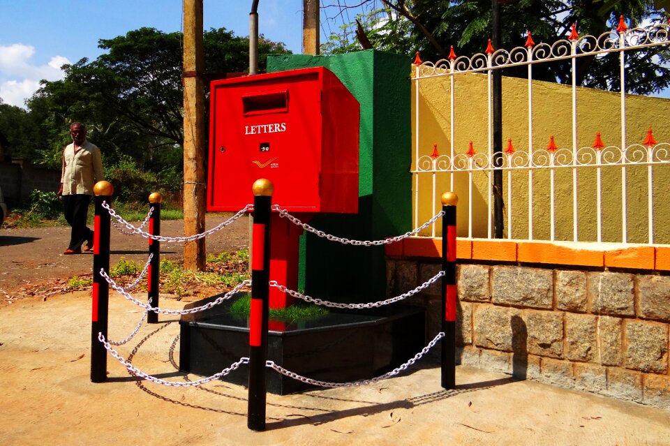 Red india post barricade
