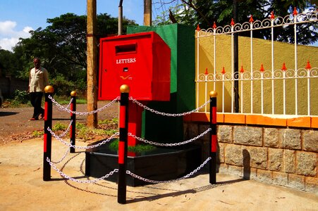 Red india post barricade