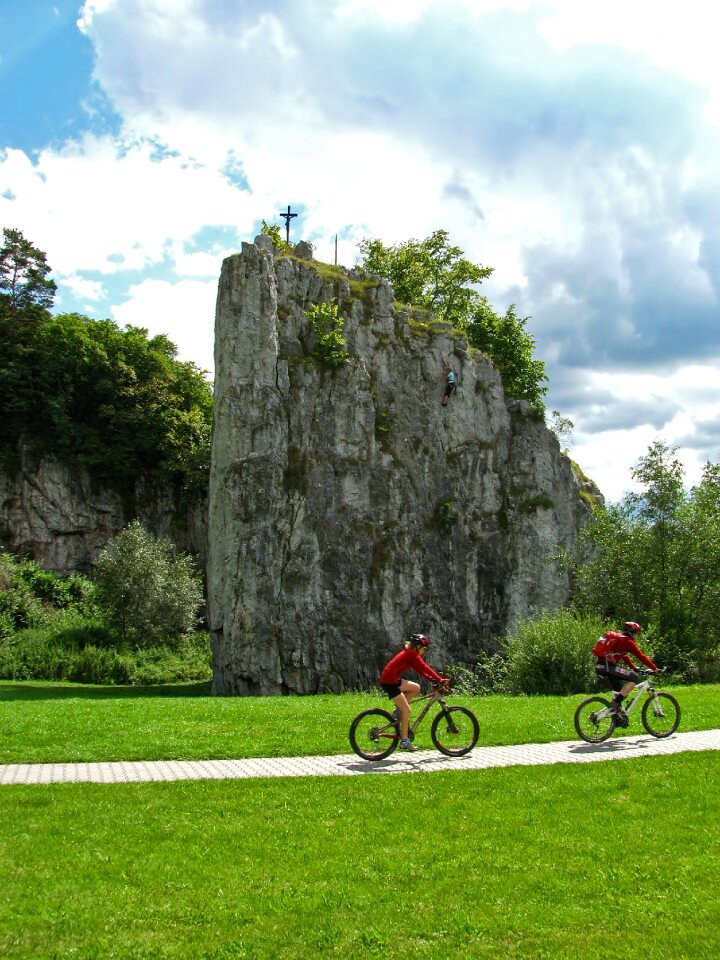 Christian cross biking climbing