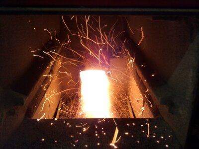 Wood burning stove wood chips pellets photo
