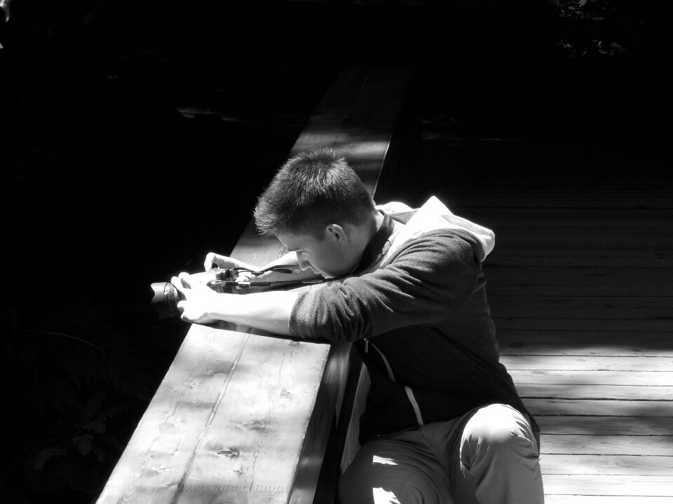 Boy teen taking photo