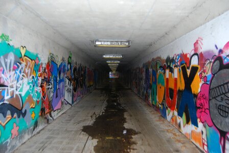 Mural vandalism pedestrian tunnel photo