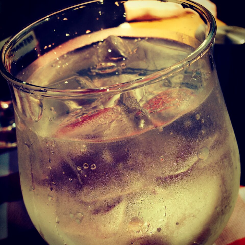Glass refreshing beverage